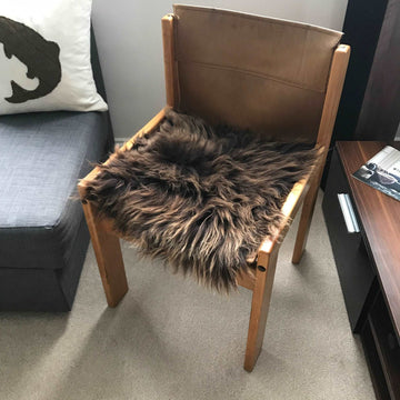 Luxury natural brown sheepskin seat cover, 100% authentic British sheepskin, premium 37cm x 37cm square, hypoallergenic and sustainable by Wildash London at brixbailey.com
