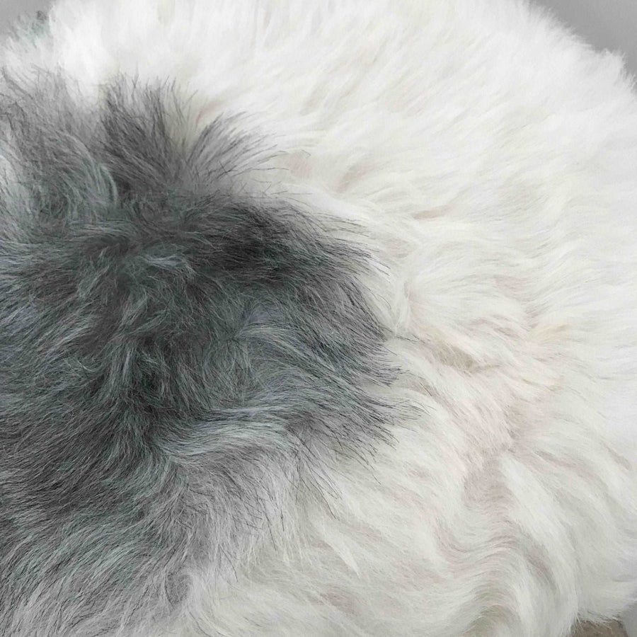 100% Real Sheepskin Seat Pad Icelandic Roundie 35cm Creams / Greys Shorn 50mm UK