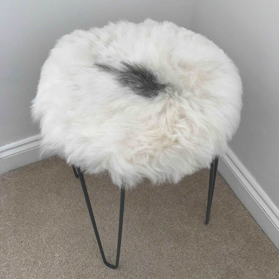 100% Real Sheepskin Seat Pad Icelandic Roundie 35cm Creams / Greys Shorn 50mm UK
