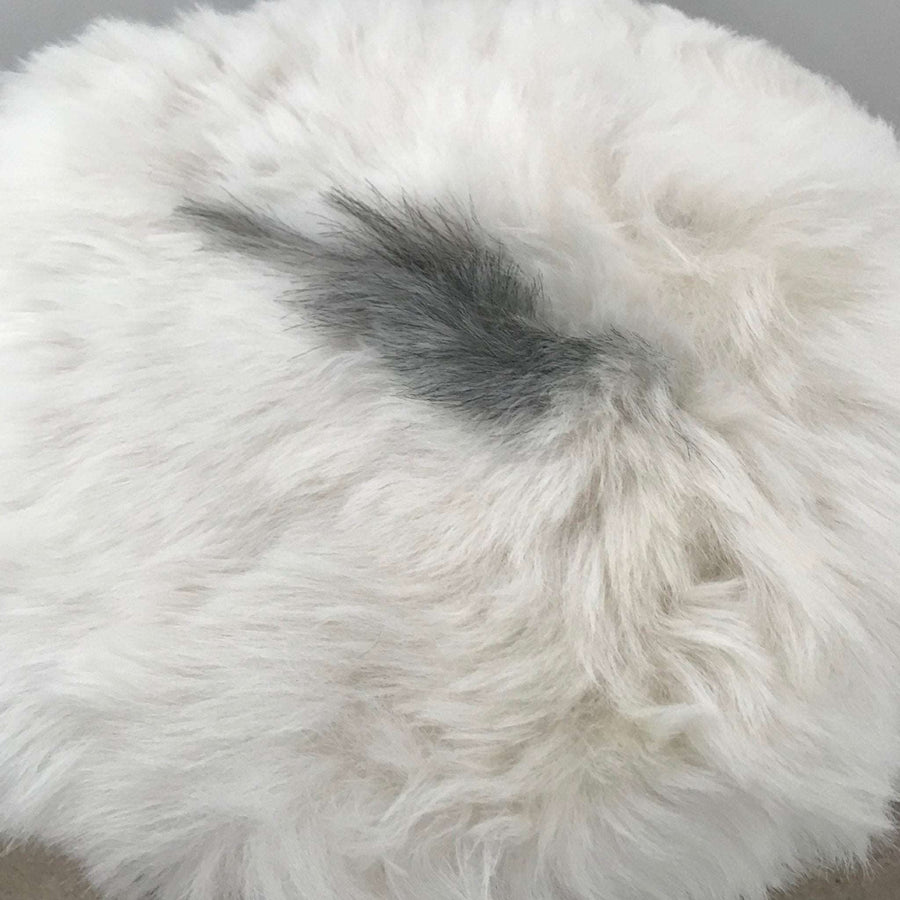 100% Real Sheepskin Seat Pad Icelandic Roundie 35cm Creams / Greys Shorn 50mm UK