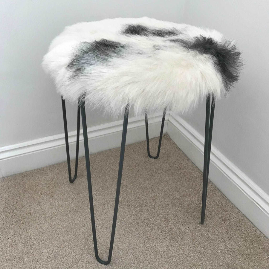 100% Real Sheepskin Seat Pad Icelandic Roundie 35cm Creams / Greys Shorn 50mm UK