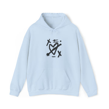 Graphic Heart Print Unisex Hooded Sweatshirt