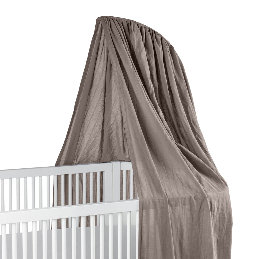 Sebra Sky Canopy in Jetty Beige, luxury organic cotton dobby weave, fits Sebra mobile holder, lightweight breathable baby crib accessory by Ella James at brixbailey.com