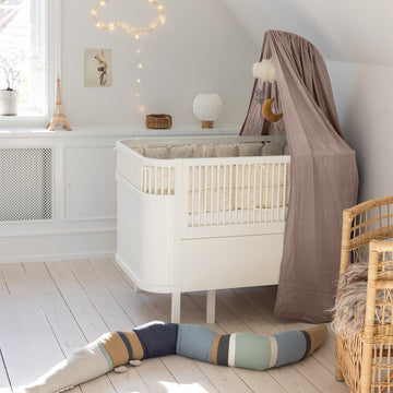 Sebra Sky Canopy in Jetty Beige, luxury organic cotton dobby weave, fits Sebra mobile holder, lightweight and breathable by Ella James at brixbailey.com