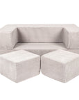 Soft Velvet Cube Sofa in Ecru