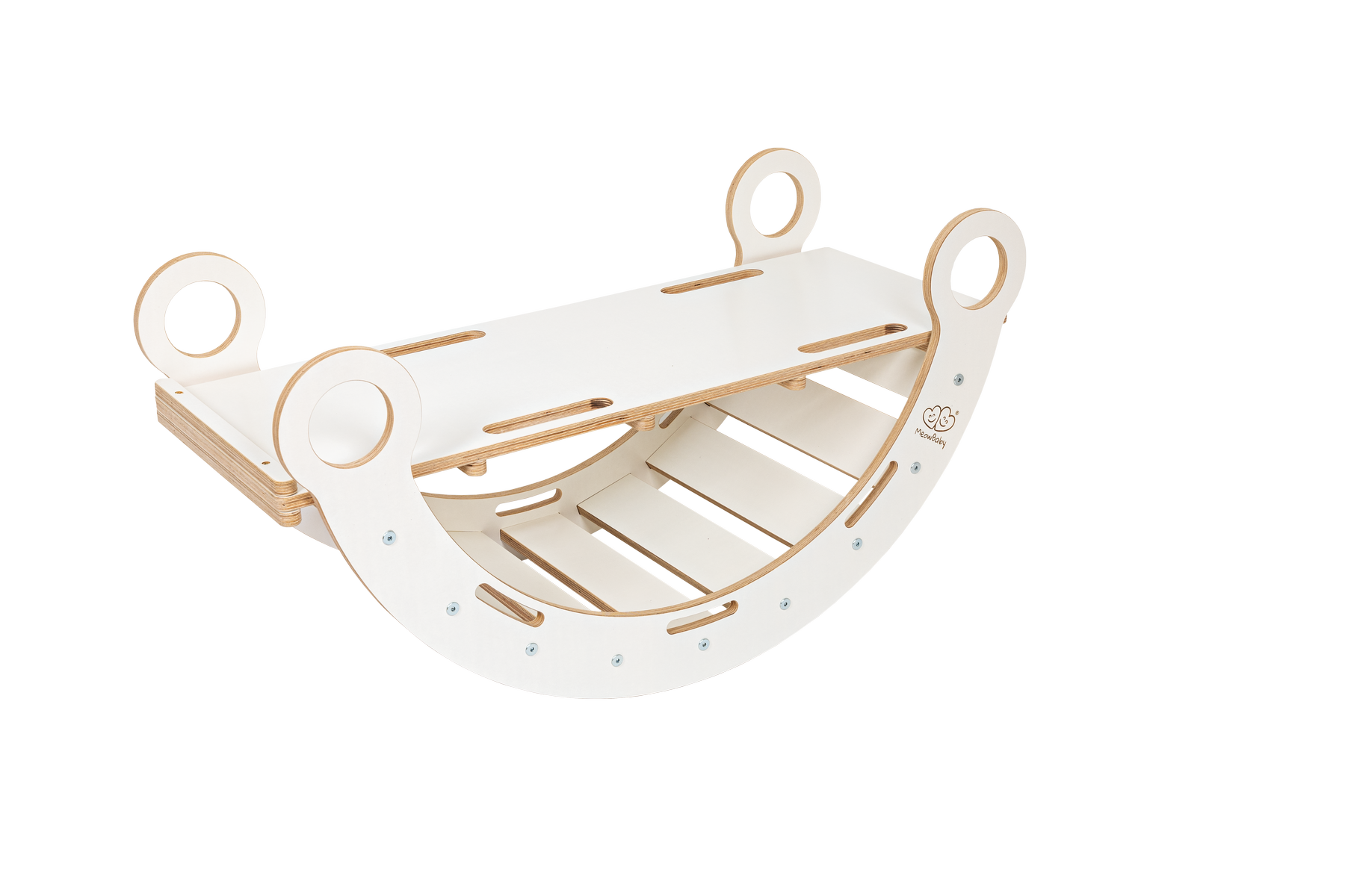 White Wooden Rocker with Pillow and Slide Set