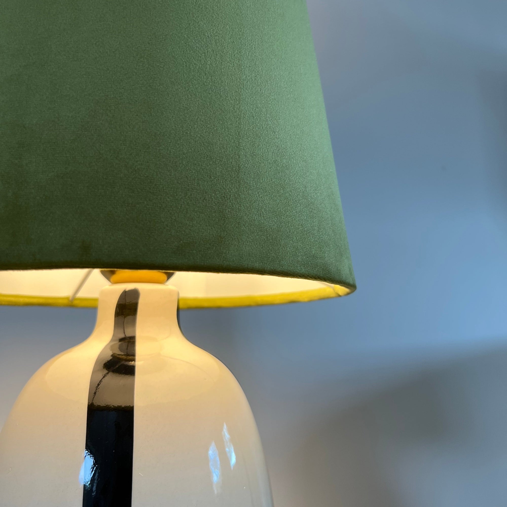 Olive Green Velvet Lampshade | French Drum Ceiling Light Shade | Bespoke Handmade Empire Lampshade