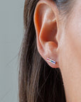 Cubic Rainbow Sterling Silver Stud Earrings