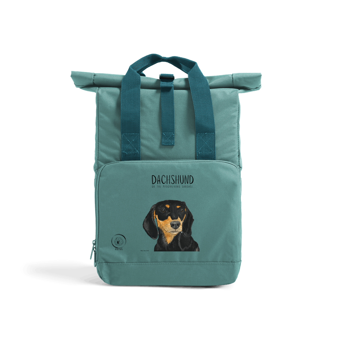 Back &amp; Tan Dachshund Roll-Top Backpack – Small Dog, Big Adventure!