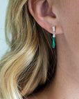 Malachite Drop Bar Gold Stud Earrings