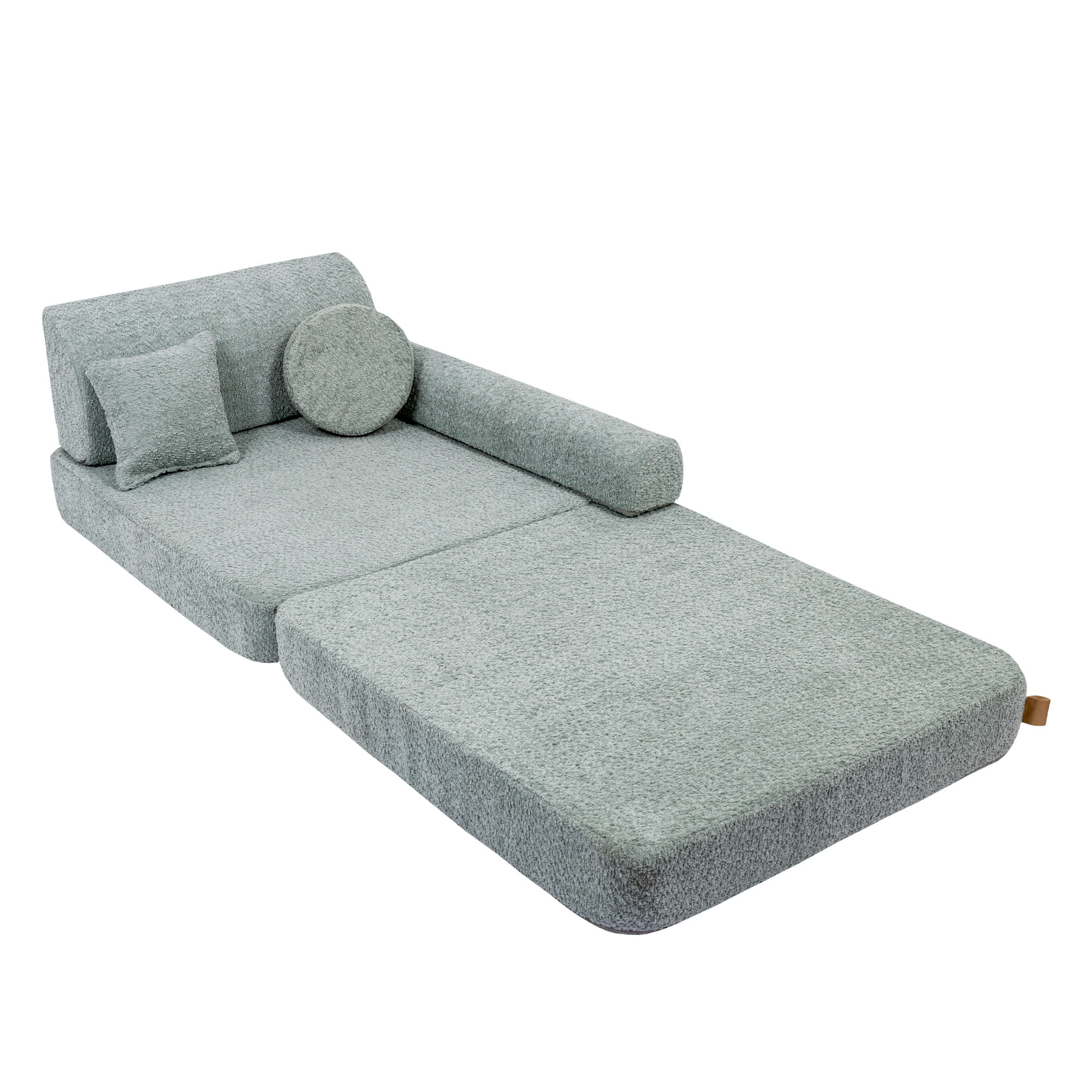 Large Modular Sofa for Kids in Fresh Mint Boucle