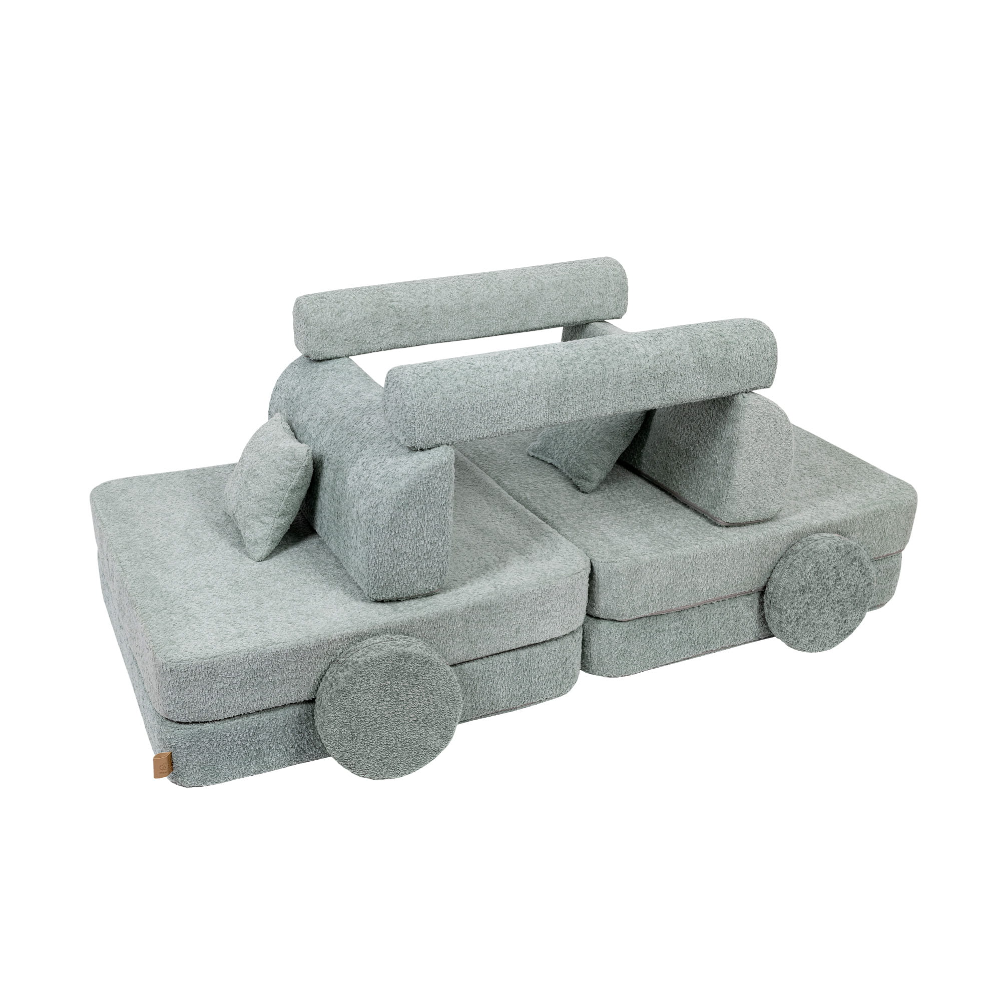 Large Modular Sofa for Kids in Fresh Mint Boucle