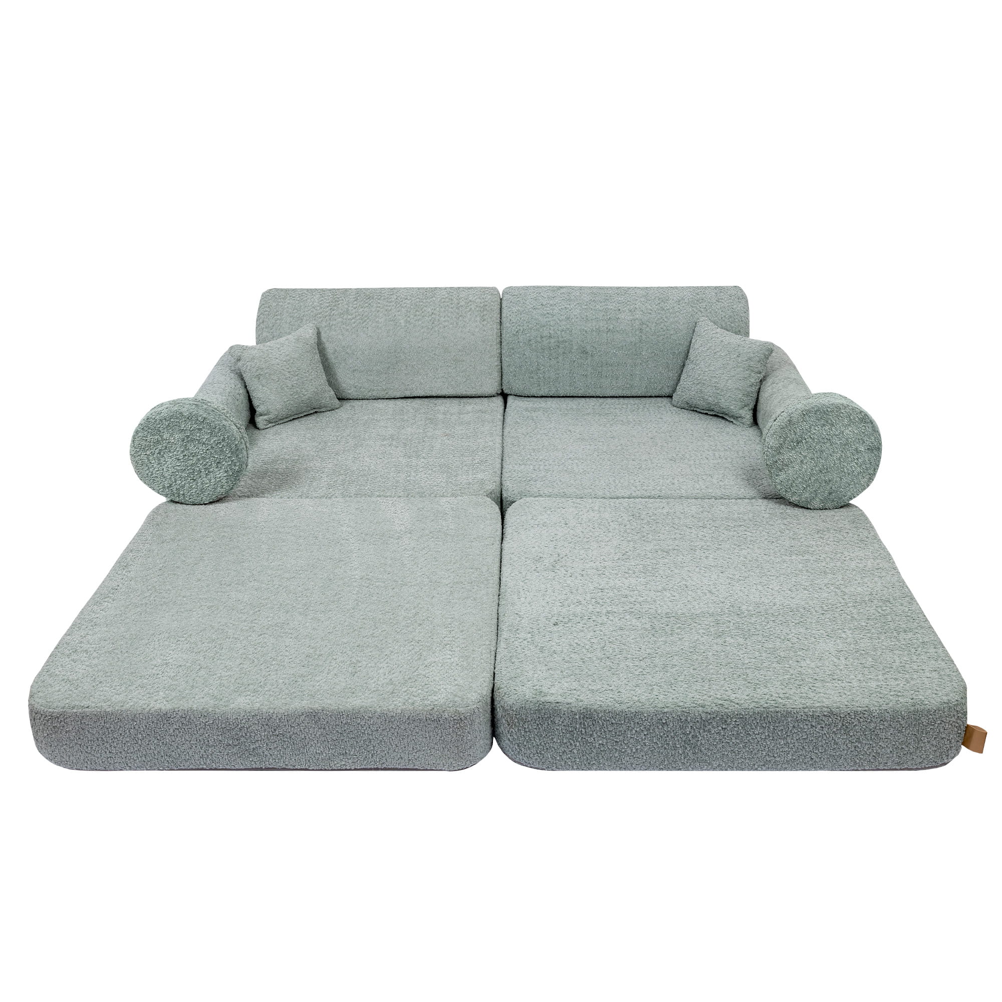 Large Modular Sofa for Kids in Fresh Mint Boucle