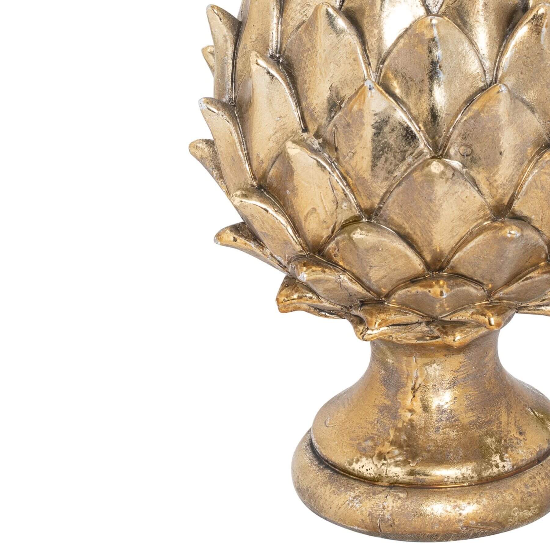 Golden pinecone finial in rich metallic gold, handcrafted ceramic home decor with intricate natural details, 40cm tall. by RoomLondon at brixbailey.com