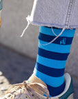 Sky Blue Striped Bamboo Socks