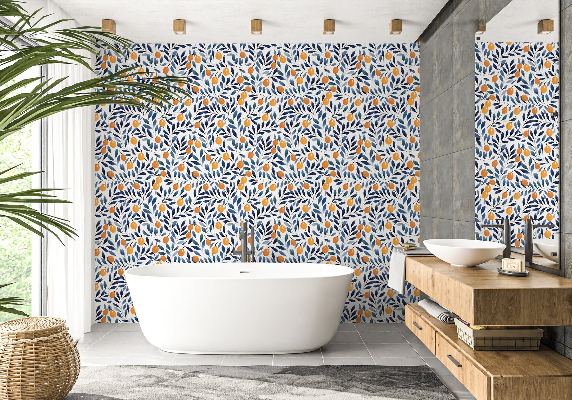 Watercolor Orange Fruit Wallpaper