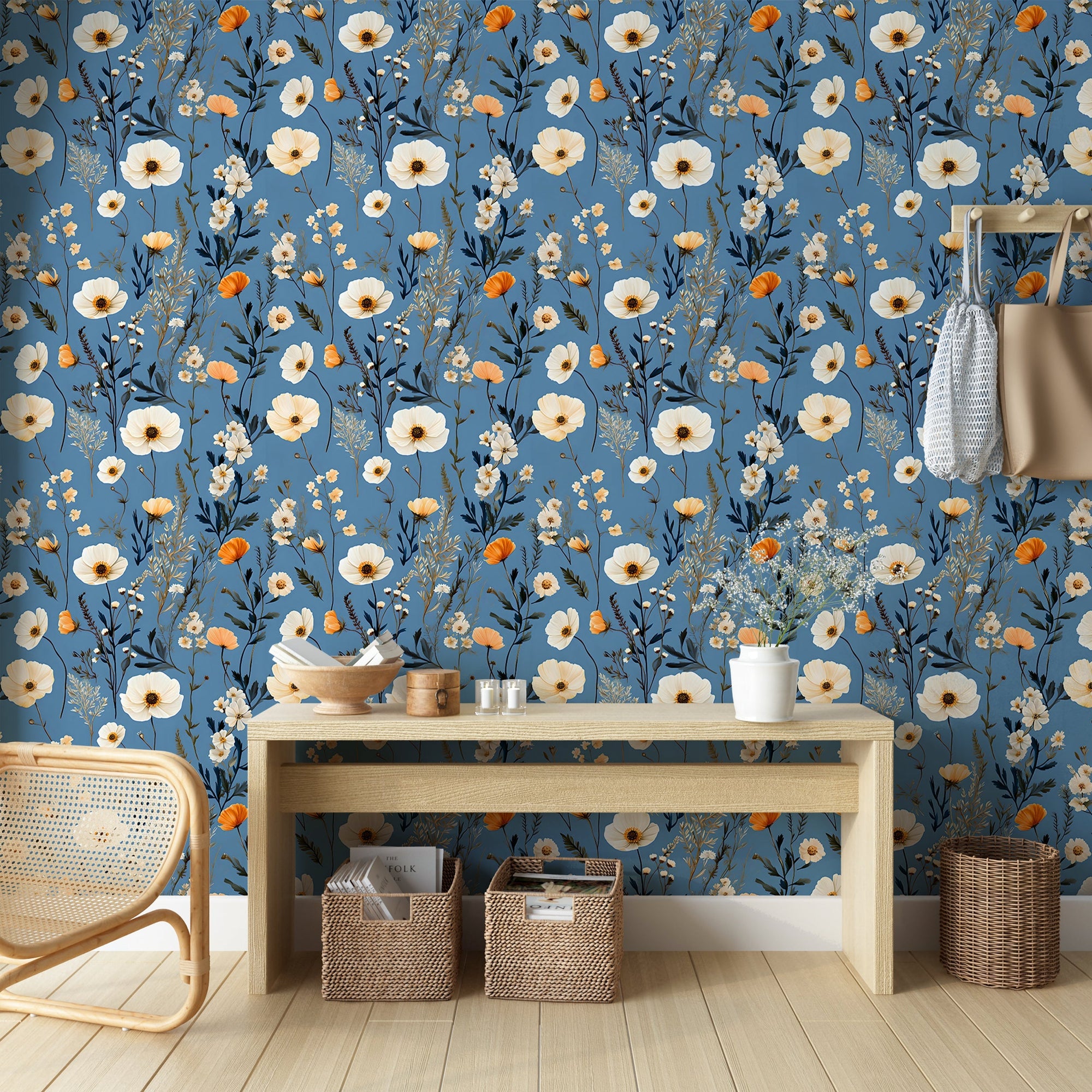 Wild Flower Field Botanical Wallpaper