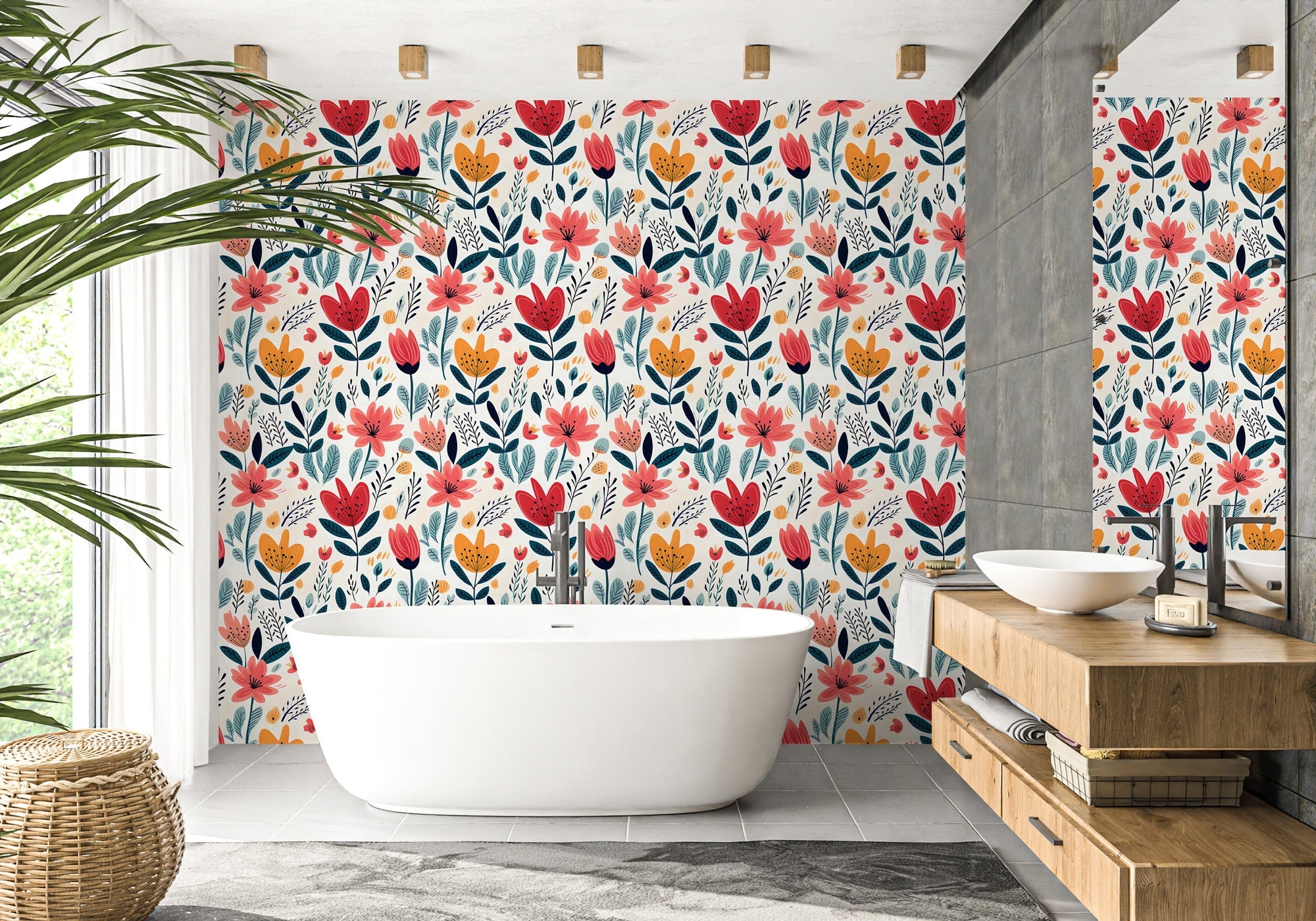 Colorful Funky Floral Wallpaper