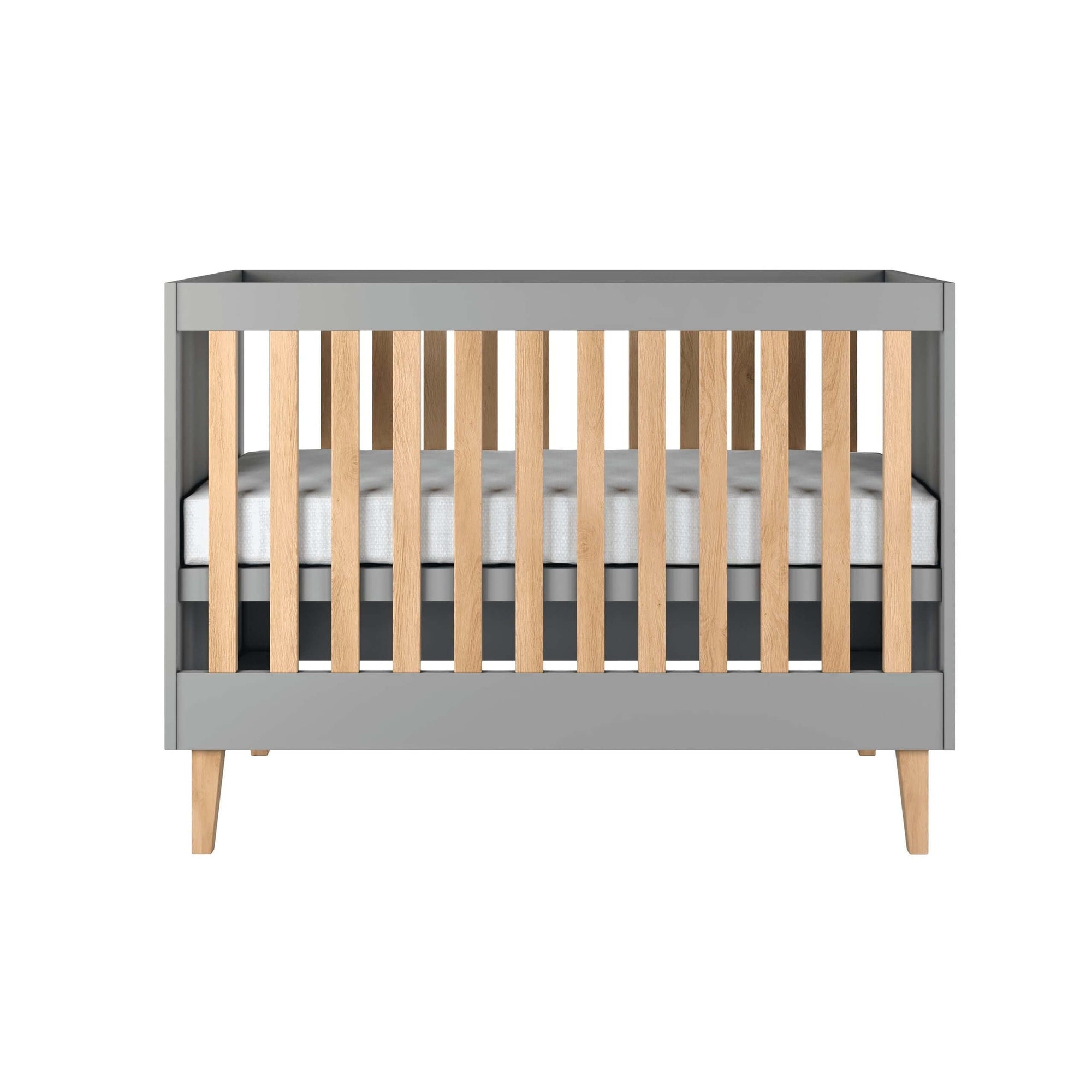 Grey Baby Cot with Adjustable Height Options