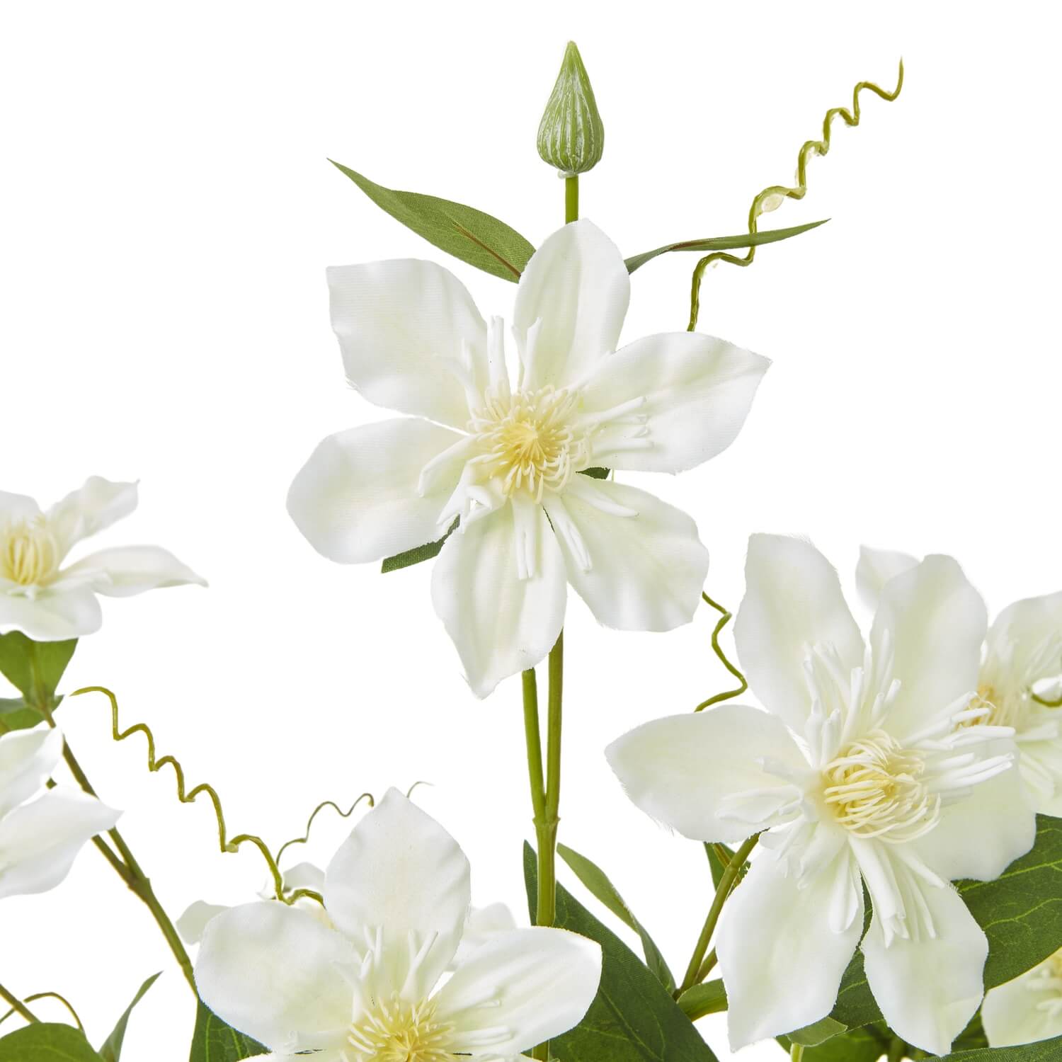 Cream Pearl Faux Clematis Flower Stem