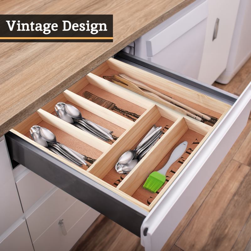 Wooden Vintage Design Cutlery Tray | Bessan