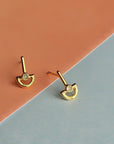 Blue Chalcedony Boat Gold Stud Earrings