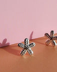 Flower Petal Sterling Silver Stud Earrings