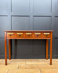 Vintage Mahogany Apothecary Style Five Drawer Console Hall Table Sideboard