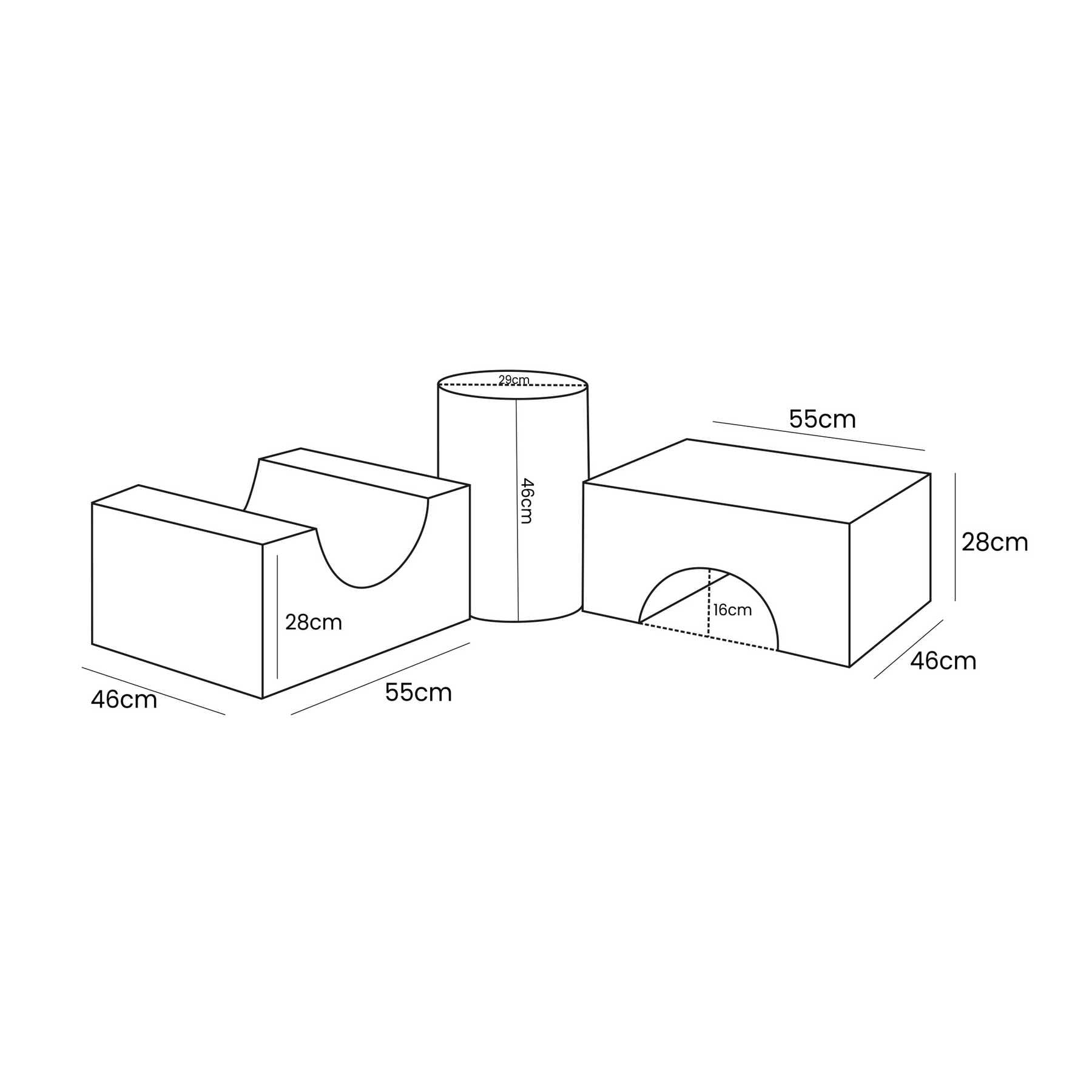 Brown Shape Play Set with Three Foam Elements