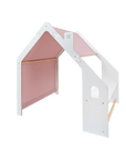 White Wooden Kids Playhouse with Pink Roof