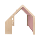 Natural Wooden Playhouse with Pink Roof