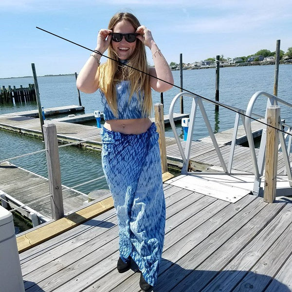 Ripple Indigo Dyed Long Scarf-1