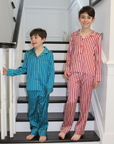 Teddy Ladybird Stripe Boys Silk Pyjama Set