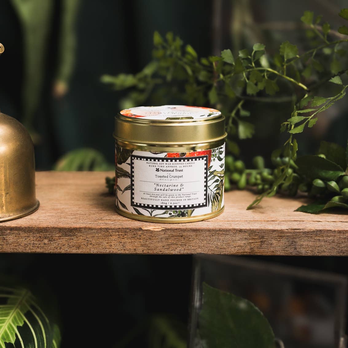 Nectarine &amp; Sandalwood Candle in a Matt Gold Tin