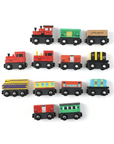 Wooden 12 Car Train Set with Magnetic Connectors