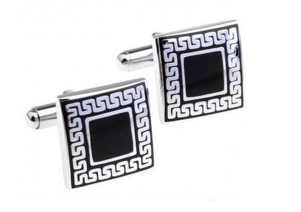 black patterned cufflinks