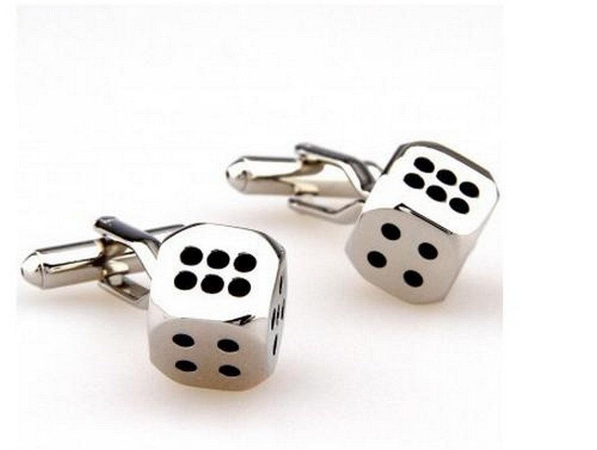 silver dice cufflinks