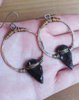 Obsidian Arrowhead Hoop Earrings – Boho | Handmade by Blackbird & Sage