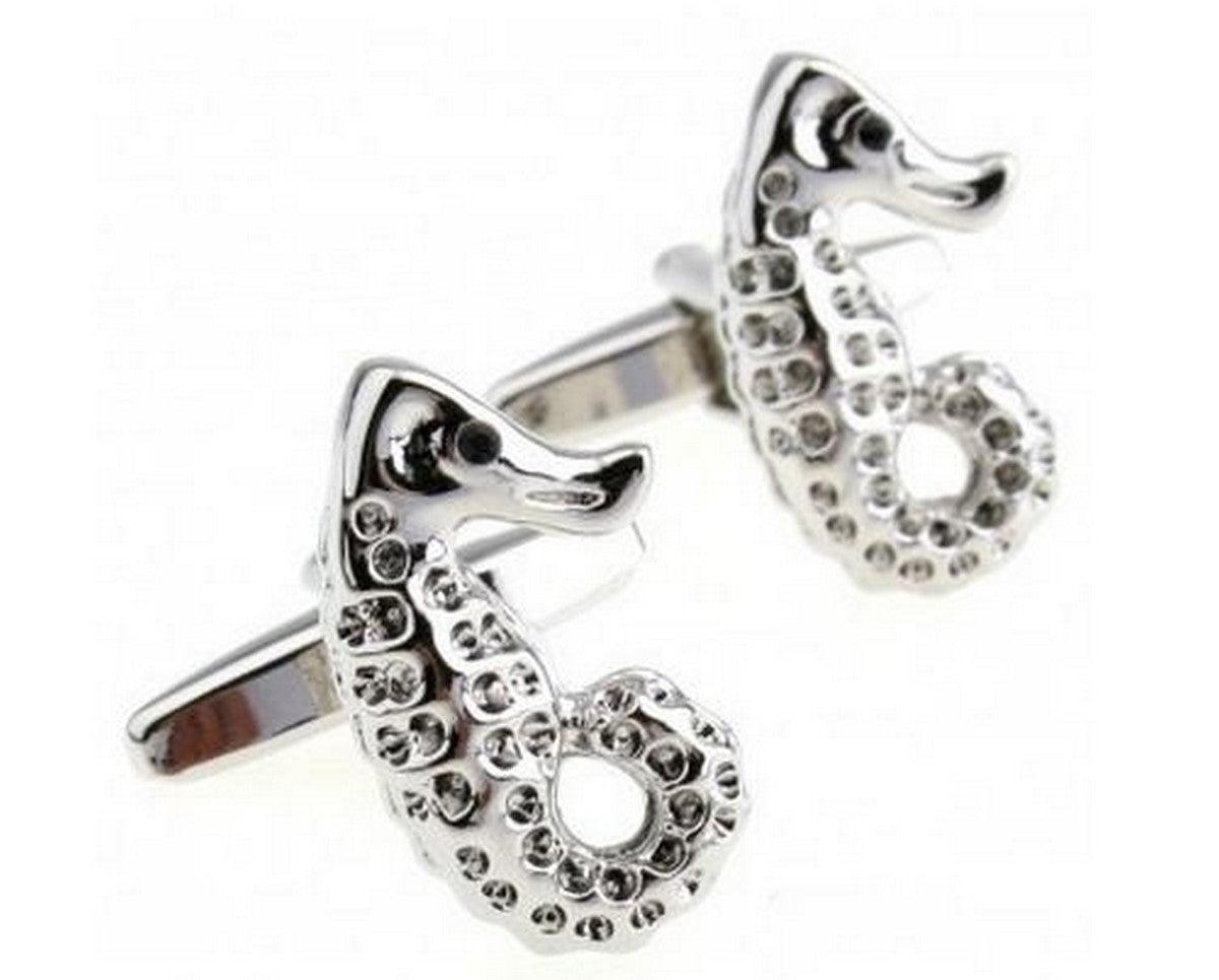 silver seahorse cufflinks