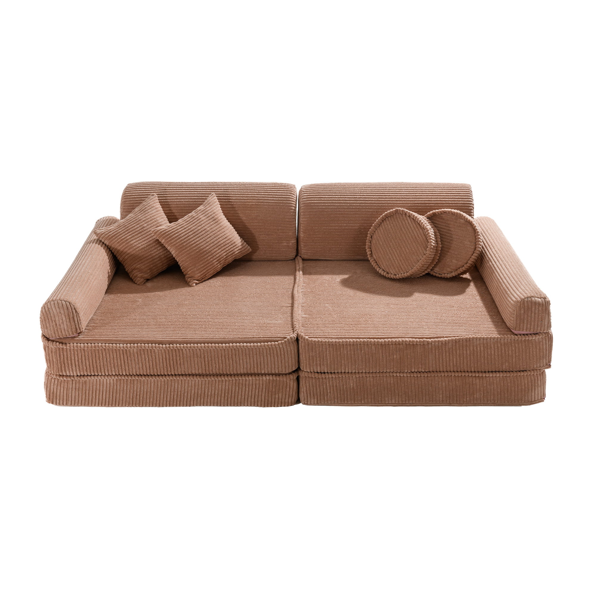 Large Modular Sofa in Powder Pink Corduroy for Kids