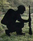 Kneeling Soldier Metal Garden Decoration - Black