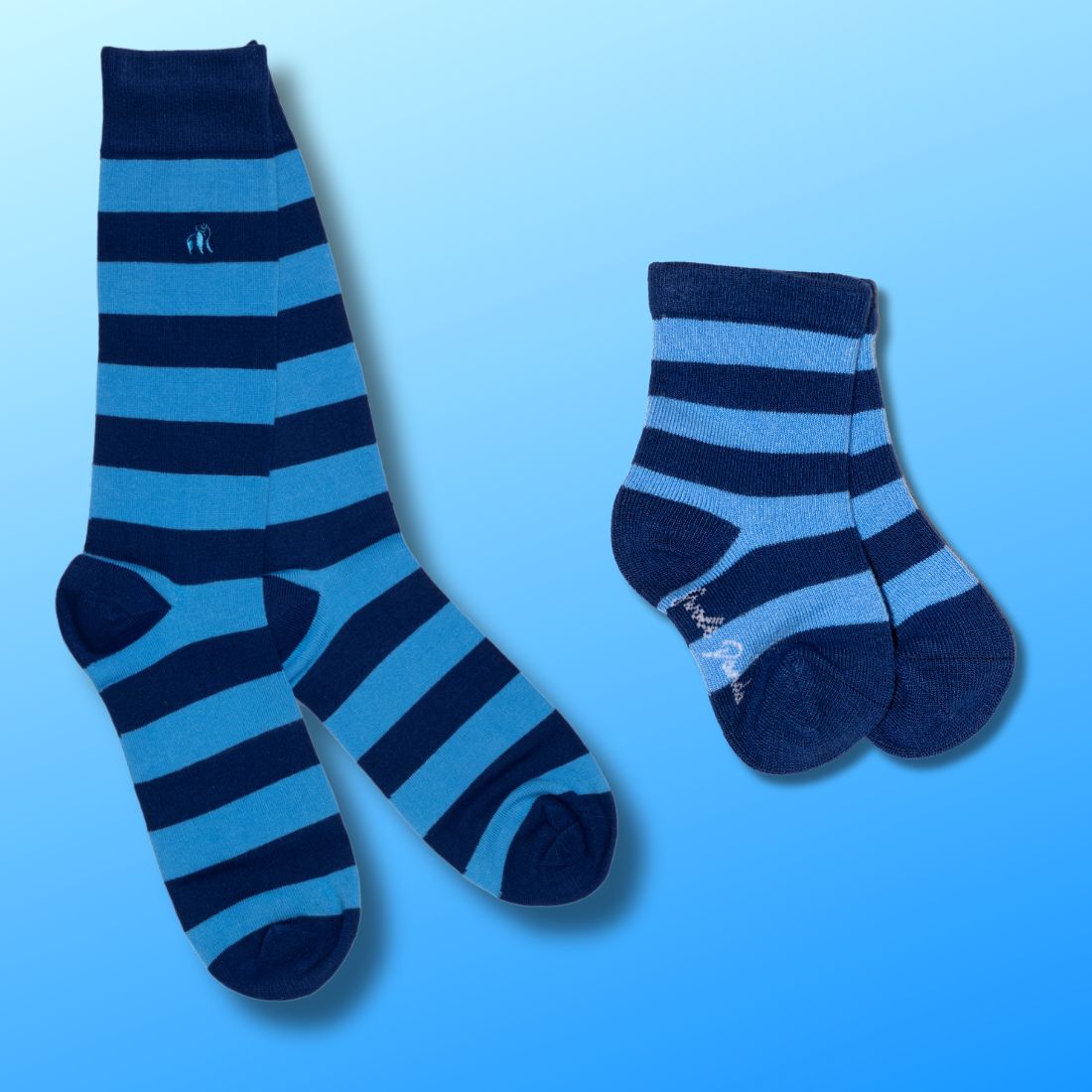 Blue Stripe Matching Bamboo Socks (Adult &amp; Child)