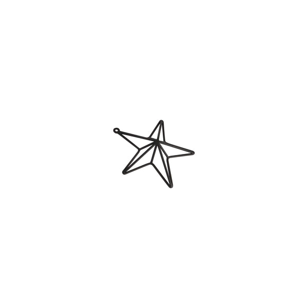 Matte black 3D star wall decor in minimalist metal design, 25cm with 8cm depth for modern interiors by Sostter at brixbailey.com