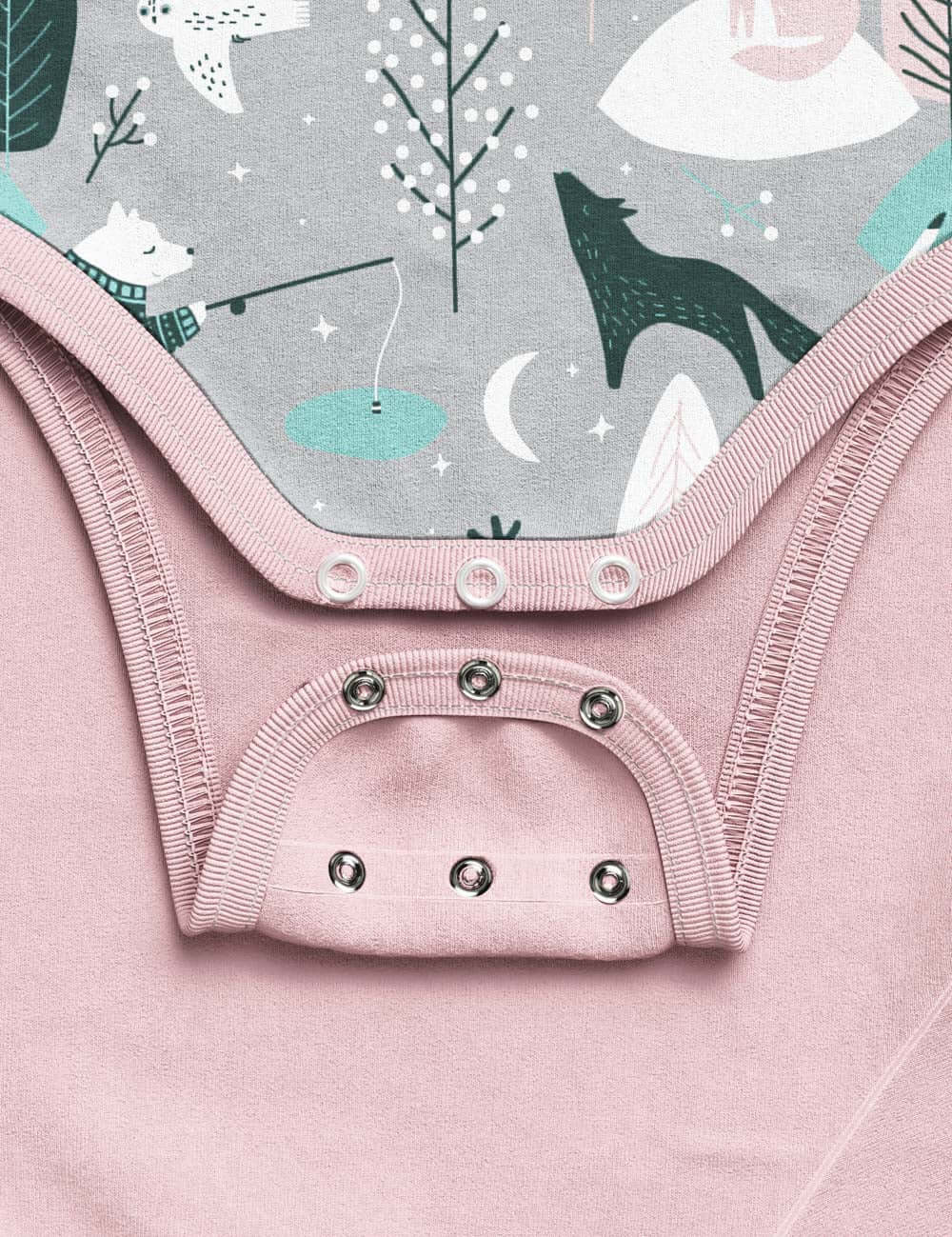 Long Sleeve Baby Bodysuit with Winter Animal Print