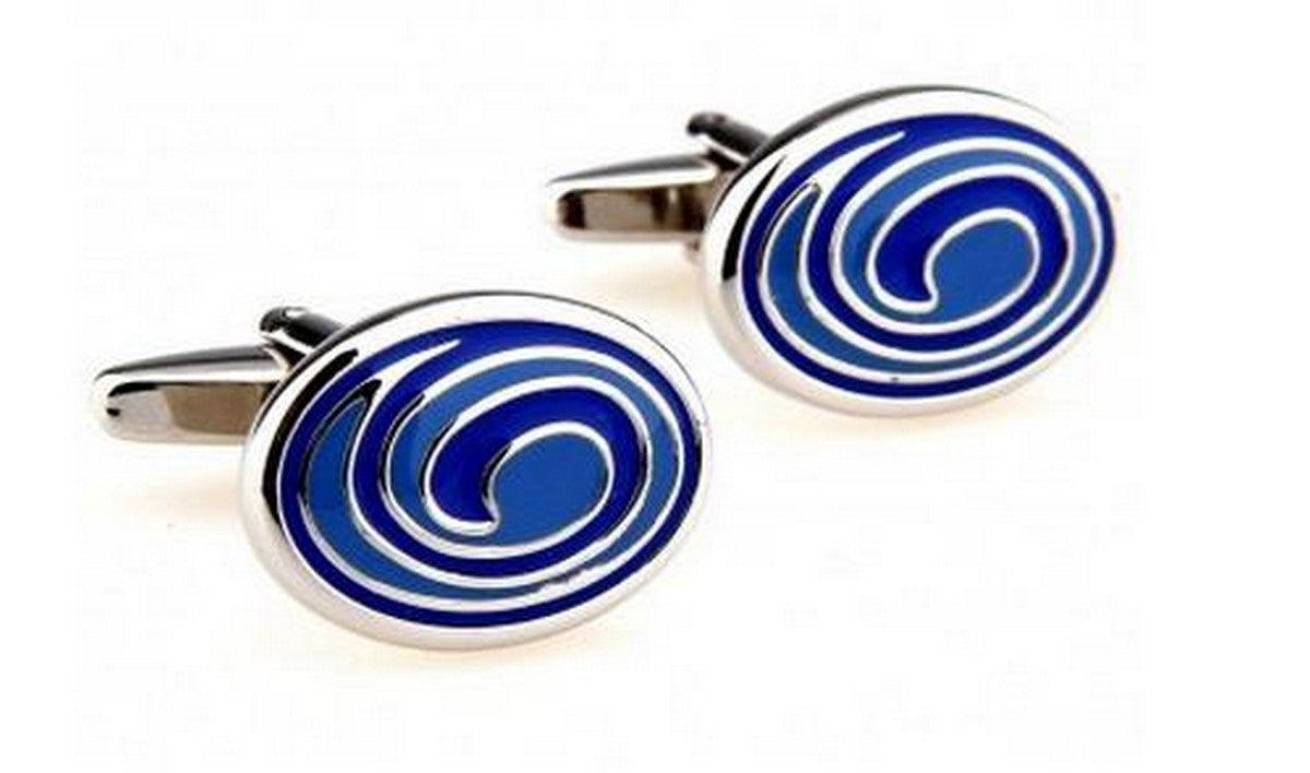 blue swirled design cufflinks