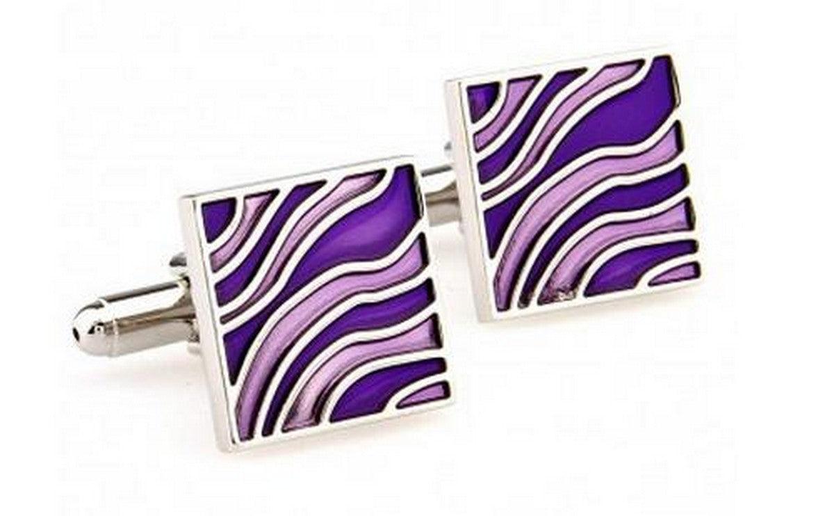 purple wavy design cufflinks