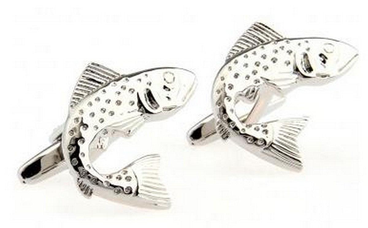 silver fish design cufflinks