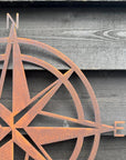 Rusty Compass Garden Decoration , Wall Or Fence Ornament