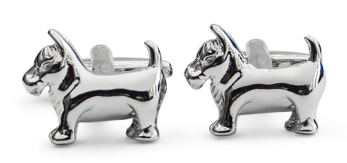 silver style dog cufflinks