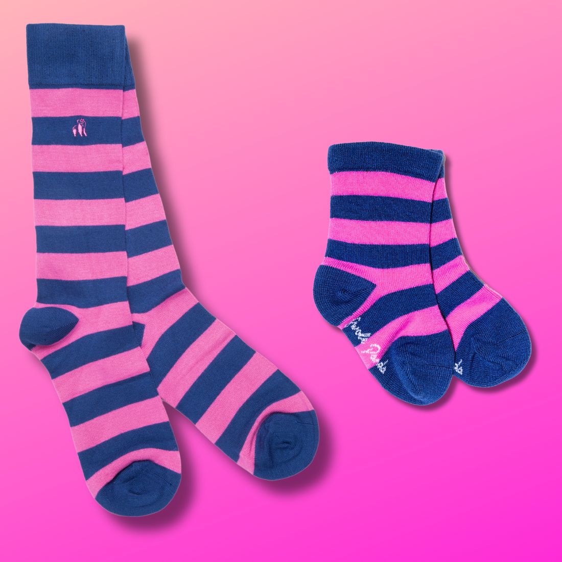Pink Stripe Matching Bamboo Socks (Adult &amp; Child)